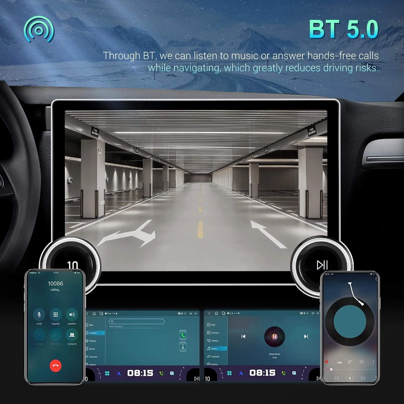 11.8 Inch Android Carplay Player - 4   64G - Dual Knob - Reversing Image