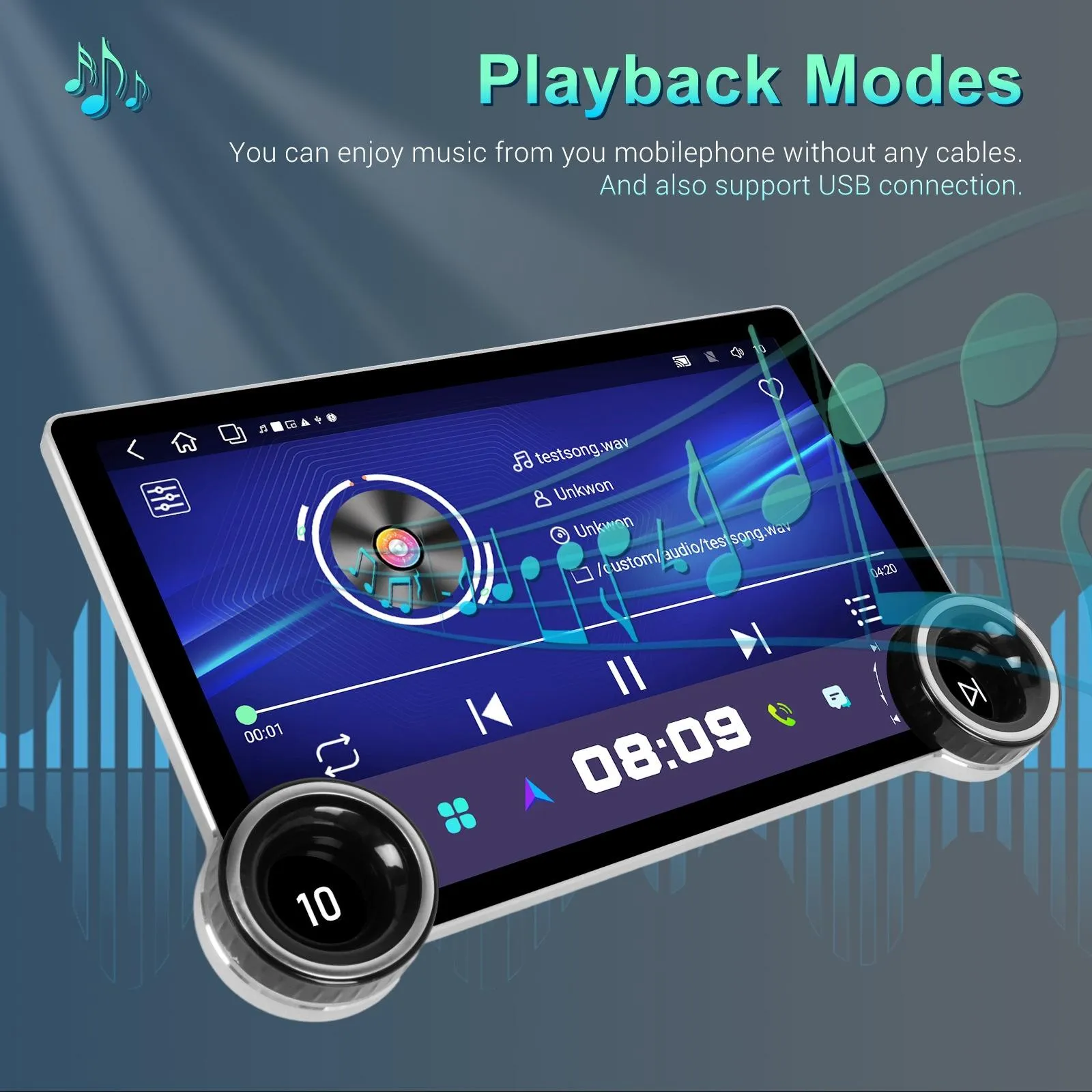 11.8 Inch Android Carplay Player - 4   64G - Dual Knob - Reversing Image
