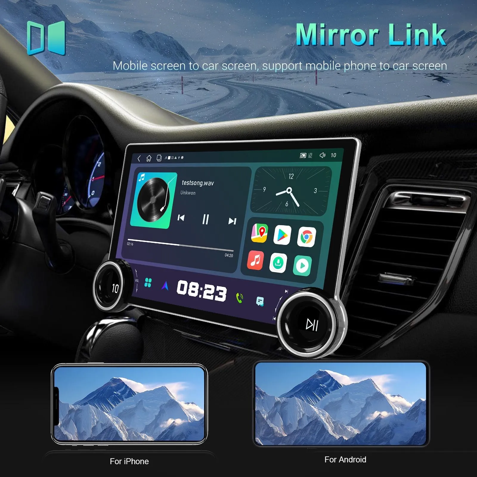 11.8 Inch Android Carplay Player - 4   64G - Dual Knob - Reversing Image