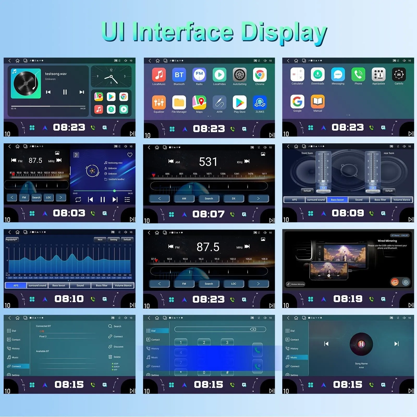 11.8 Inch Android Carplay Player - 4   64G - Dual Knob - Reversing Image