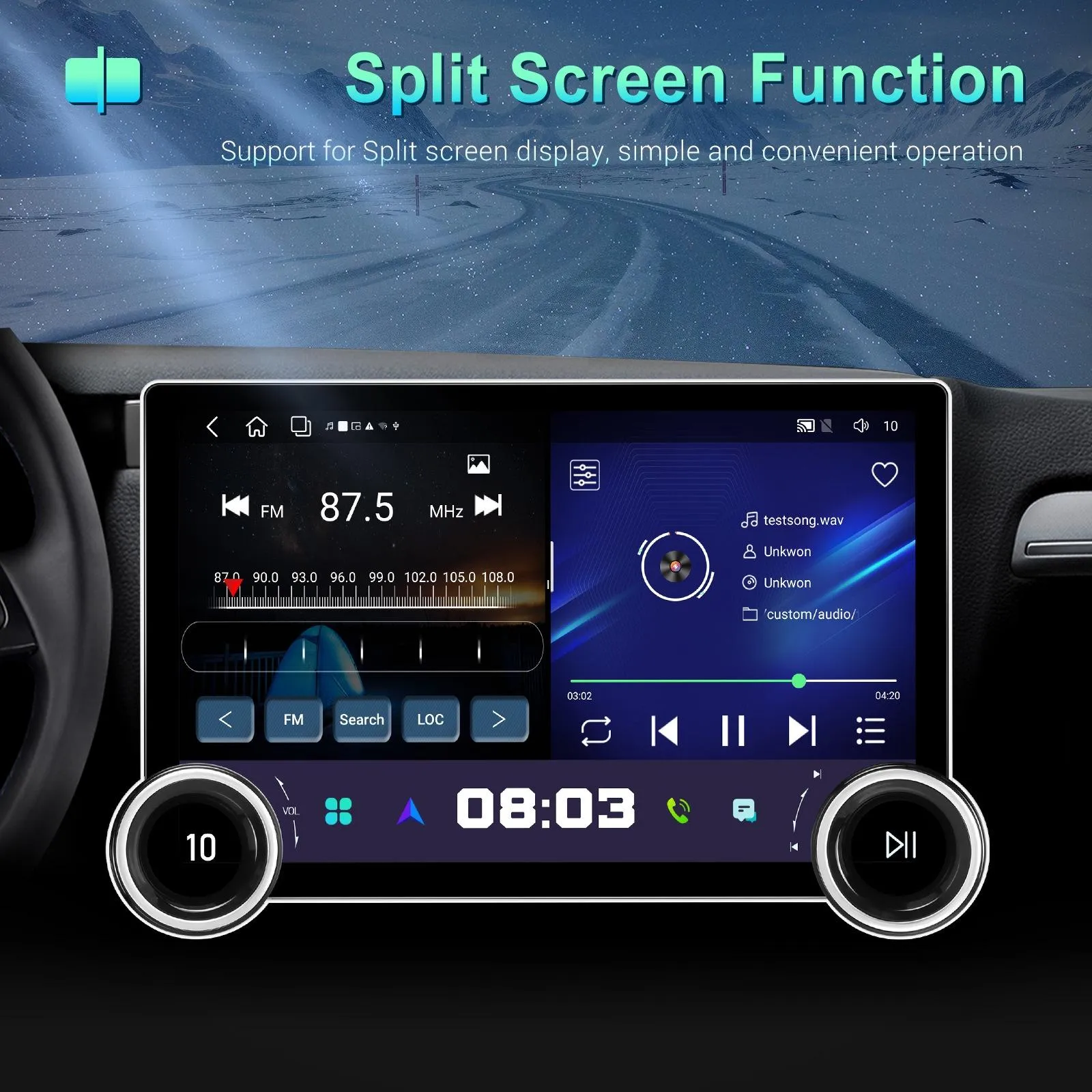 11.8 Inch Android Carplay Player - 4   64G - Dual Knob - Reversing Image