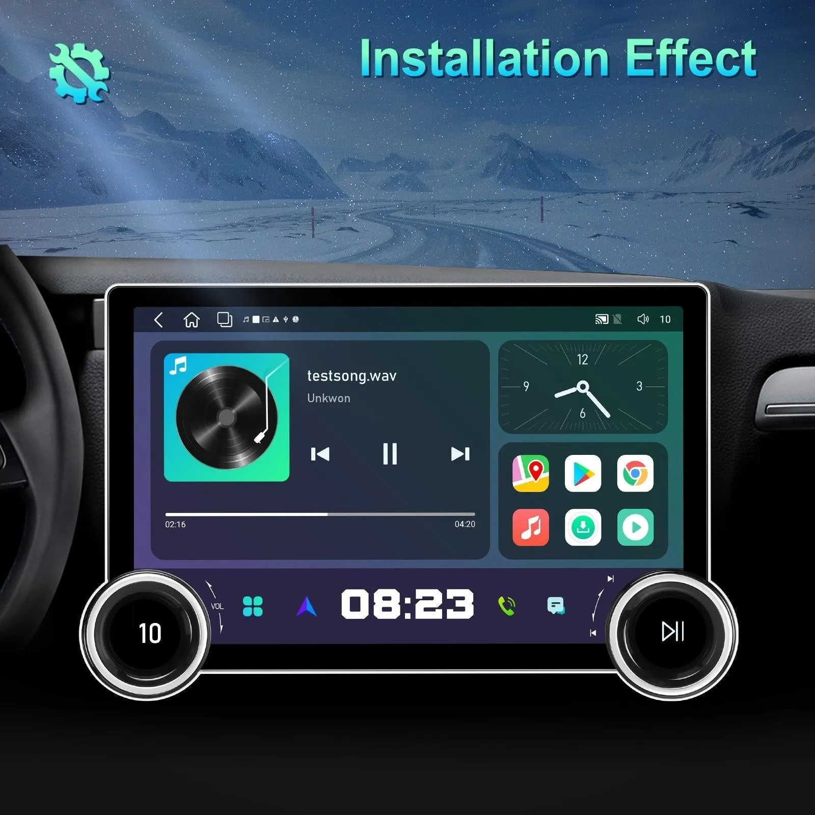 11.8 Inch Android Carplay Player - 4   64G - Dual Knob - Reversing Image