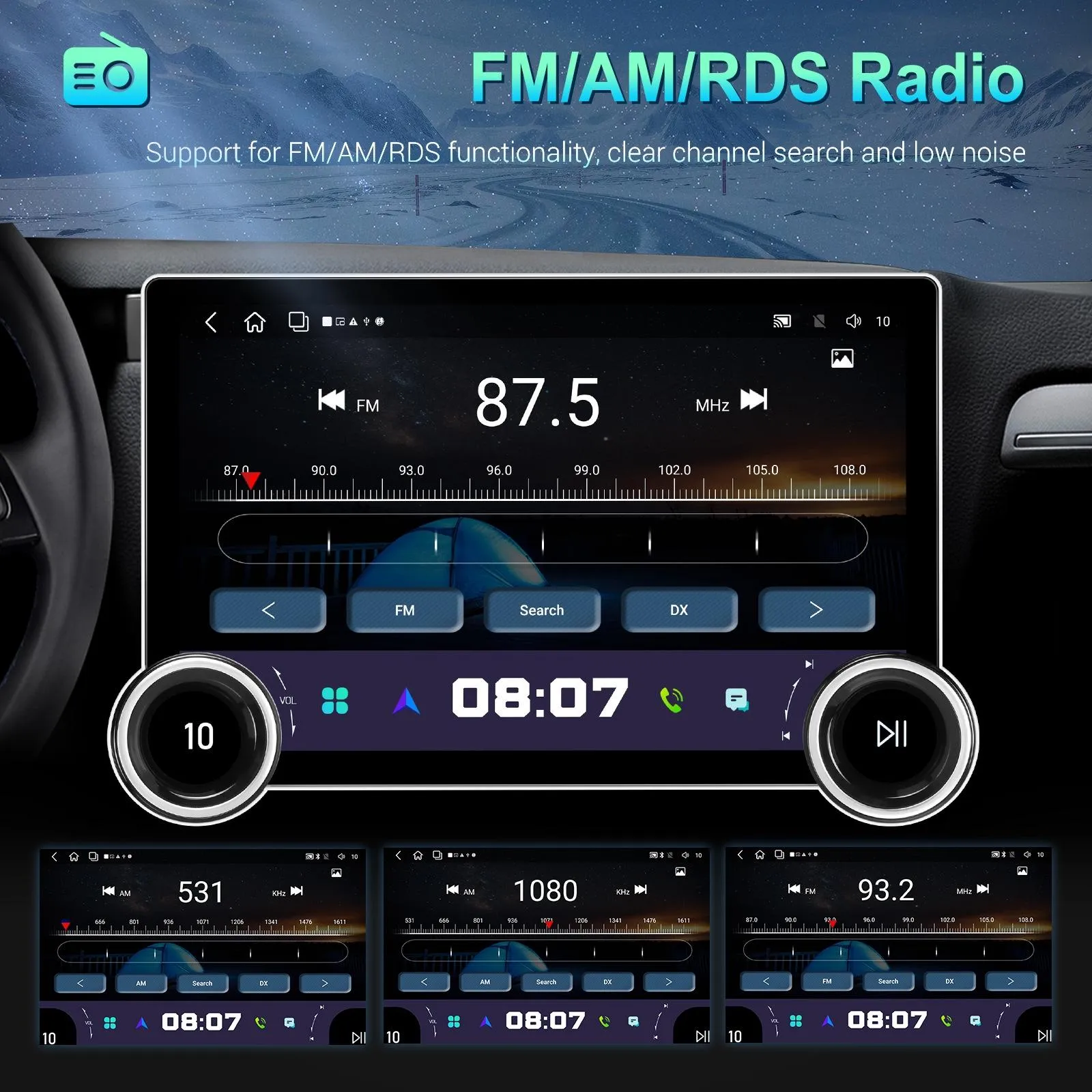 11.8 Inch Android Carplay Player - 4   64G - Dual Knob - Reversing Image