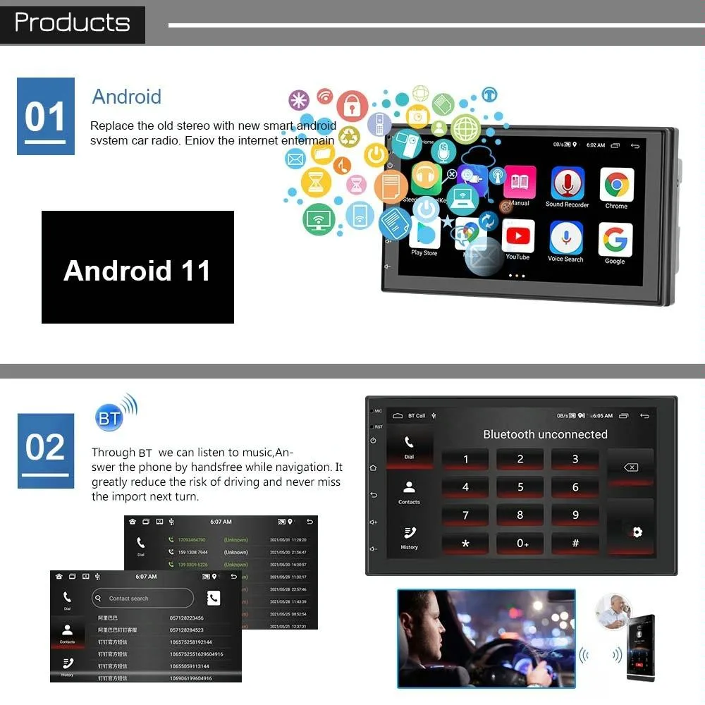 7 Inch Android Wifi Car Navigation Reversing Video Player - 2   32G Standard   4Lights Camera