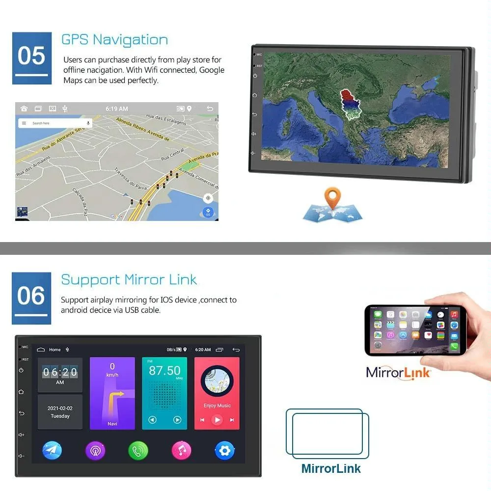 7 Inch Android Wifi Car Navigation Reversing Video Player - 2   32G Standard   4Lights Camera