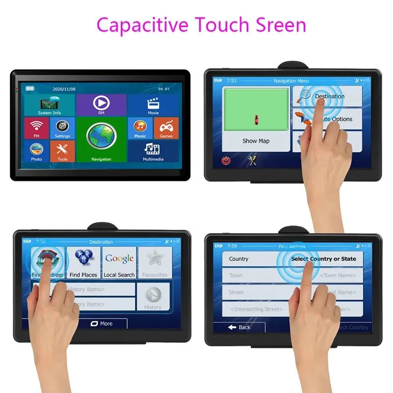 7 Inch Car Gps Navigator - 8G   128M Resistive Screen Fm / Tf Card North America Map