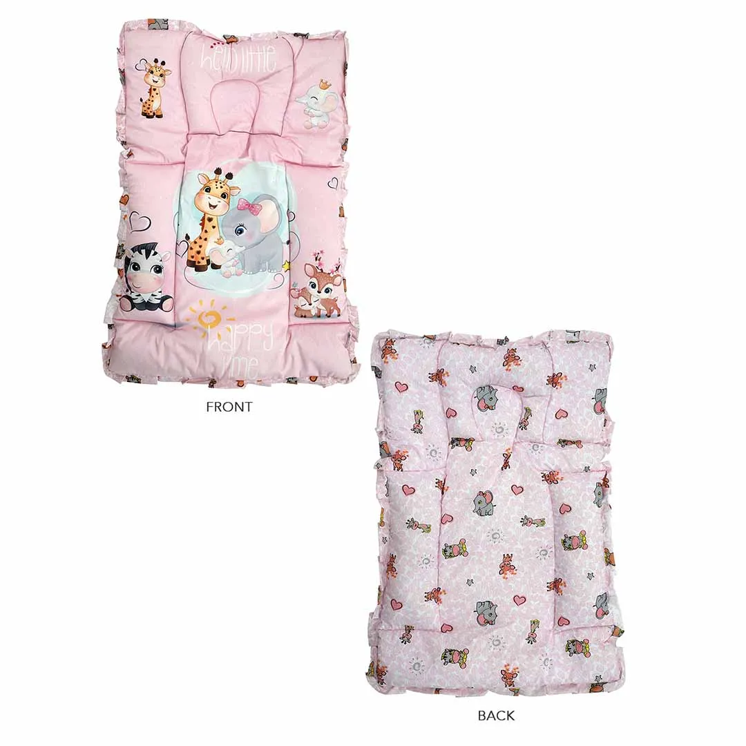 Baby Moo Animal Kingdom Mattress With Fixed Neck Pillow And Bolsters - Pink