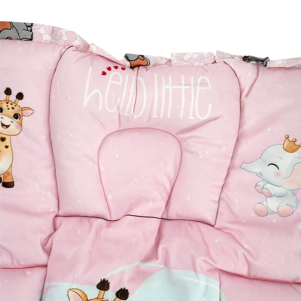 Baby Moo Animal Kingdom Mattress With Fixed Neck Pillow And Bolsters - Pink
