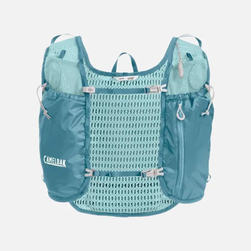 Camelbak Quick Stow Flasks Women's Trail Run Vest 17oz (1L) (32-43 in)-Adriatic Blue/Black/Safety Yellow