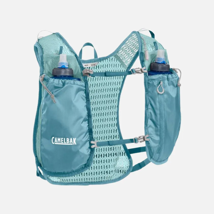 Camelbak Quick Stow Flasks Women's Trail Run Vest 17oz (1L) (32-43 in)-Adriatic Blue/Black/Safety Yellow