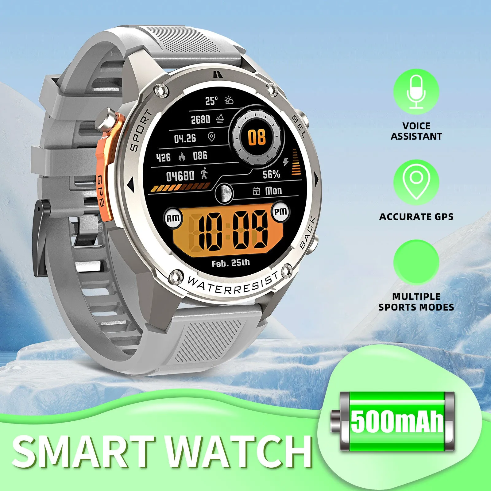 EIGIIS Best New GPS-Support Sport Smartwatch For Men, 170  Outdoor Modes, 500 mAh Big Battery, 1.43 Inch AMOLED Screen, 6 Theme Styles, Massive Dials Free Change, Cool Wristwatch, Metal Shell, Smartwatch For Android iPhone Phones