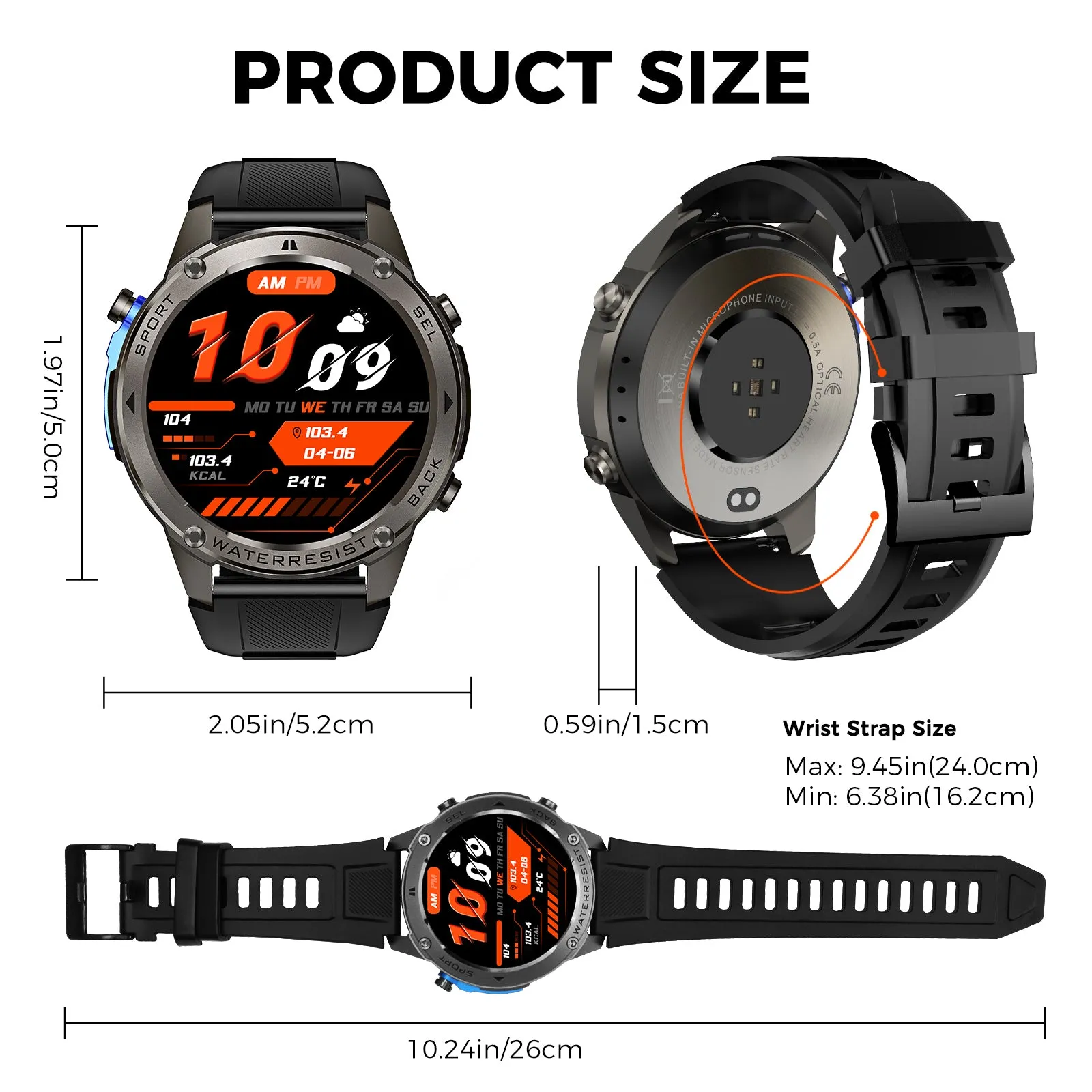EIGIIS Best New GPS-Support Sport Smartwatch For Men, 170  Outdoor Modes, 500 mAh Big Battery, 1.43 Inch AMOLED Screen, 6 Theme Styles, Massive Dials Free Change, Cool Wristwatch, Metal Shell, Smartwatch For Android iPhone Phones