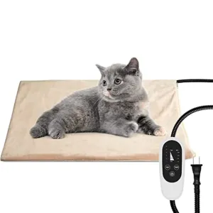 Heated Pet Mat With Steel-Wrapped Cord And Soft Fleece Cover