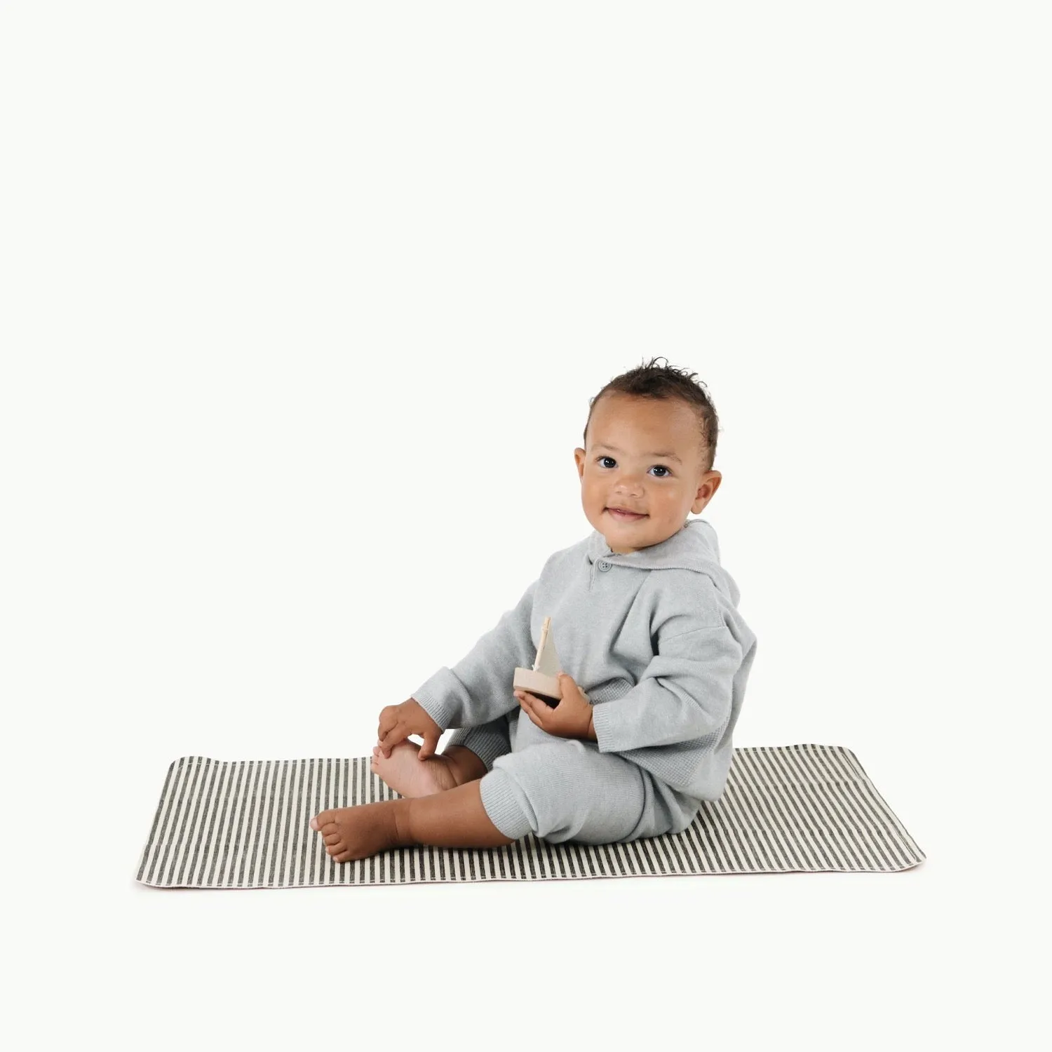Leather Micro  Changing Mat - Stone Stripe by Gathre