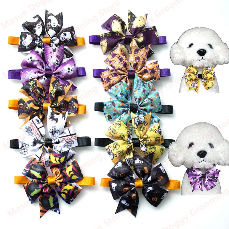 New 50/100pc Dog Bow Ties Halloween Christmas Pet Cat Puppy Bowties Neckties Accessories Dog Holiday Grooming products Supplies