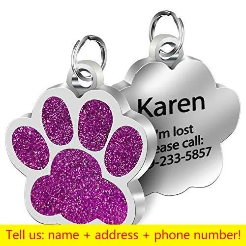 Paw Shaped Personalized Pet ID Tag
