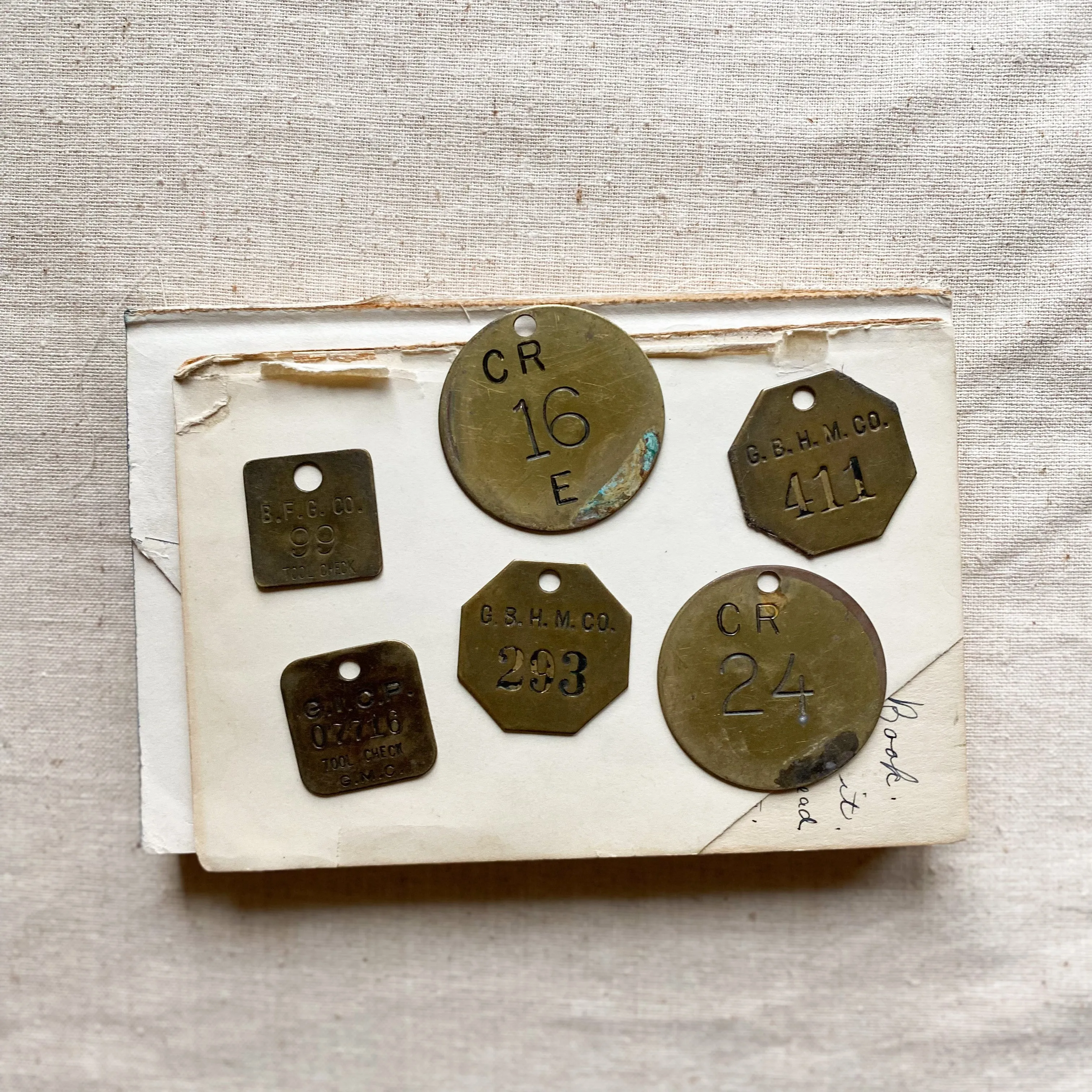 Vintage brass tags